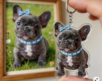 Personalized French Bulldog Photo Keychain, Magnet, or Ornament – Custom Pet Gift