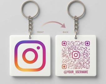 Custom QR Code Keychain, Double Sided Acrylic Logo Tag, Small Business Marketing Tool