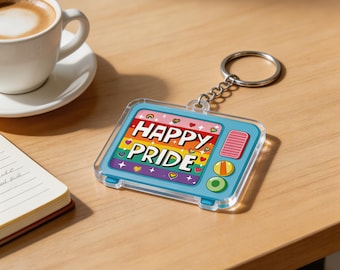 Pride Keychain LGBTQ+ Accessory Retro TV Rainbow Birthday Gift Photo Keychain Ornament Magnet