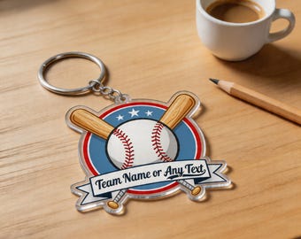 Custom Baseball Team Sporty Gift for Players Photo Keychain Ornament Magnet