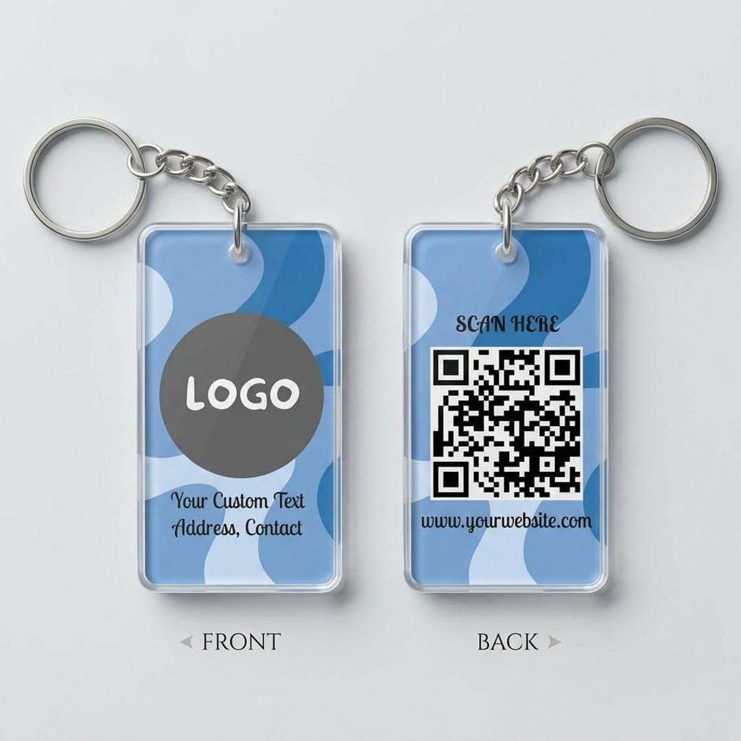 Custom QR Code Keychain, Personalized Business Acrylic Tag, Double ...