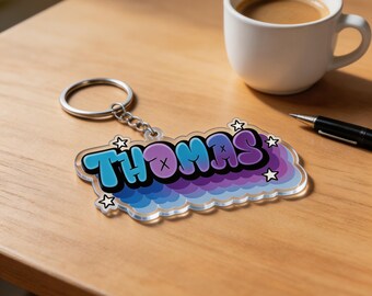 Personalized Name Keychain Kids Graffiti Birthday Gift Photo Keychain Ornament Magnet