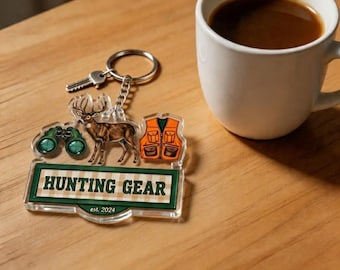 Custom Deer Hunting Keychain, Acrylic Bag Tag, Outdoorsman Keepsake