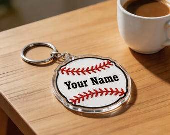 Personalized Baseball Keychain - Baseball Player Gift - Classic Style - Birthday Gift - Photo Keychain Ornament Magnet