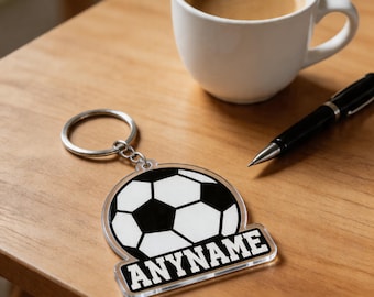 Personalized Soccer Keychain: Custom Name Varsity Style Acrylic Ornament Magnet