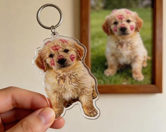 Personalized Pet Photo Keychain, Custom Acrylic Dog Lover Ornament/Magnet