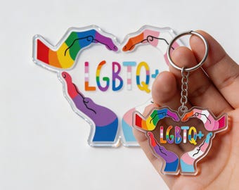 LGBTQ+ Keychain Pride Rainbow Minimalist Anniversary Gift Photo Keychain Ornament Magnet