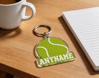 Personalized Tennis Ball Keychain, Custom Acrylic Sporty Accessory