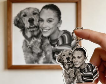 Double-Sided Acrylic Keychain Custom Pet Photo Minimalist Personalized Gift