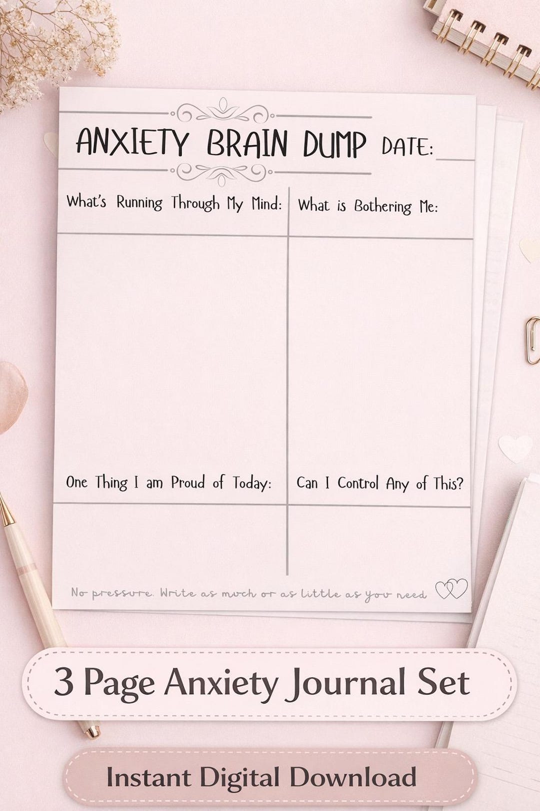 Anxiety Relief Journal | Brain Dump, Prompts, Mental Health (digital Download) - Etsy
