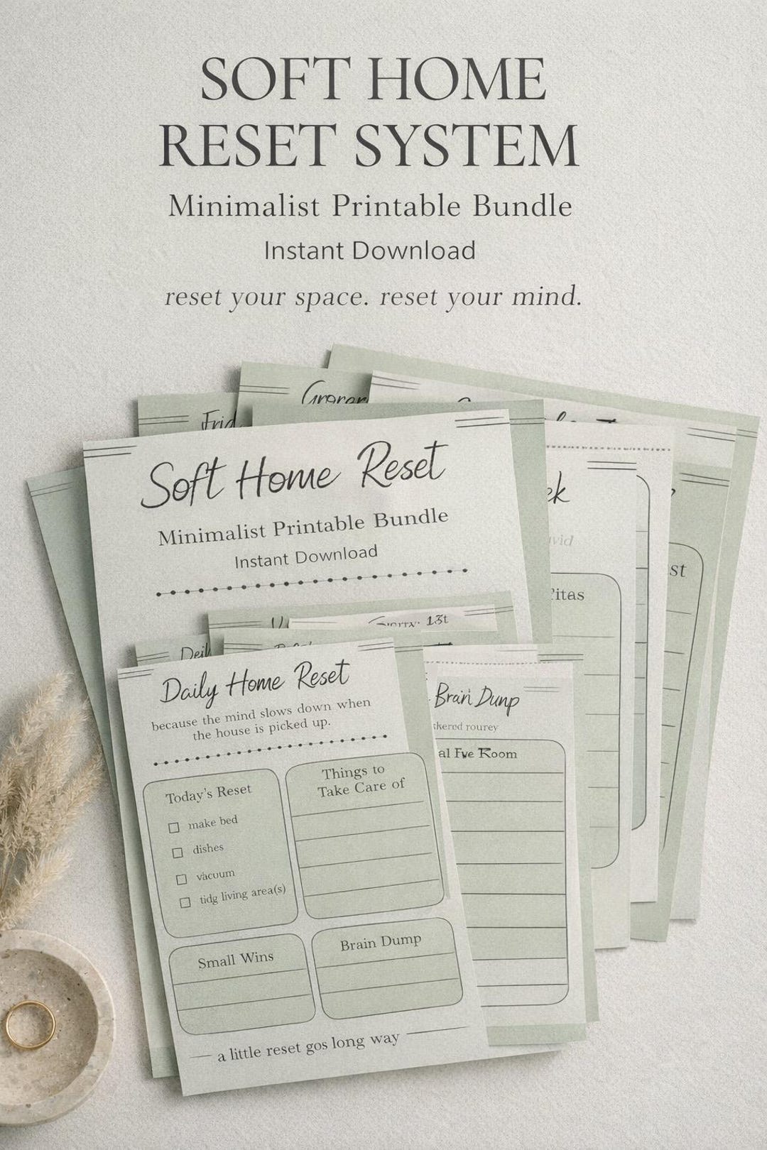 Minimalist Home Reset System Printable Bundle | Cleaning Checklist ...