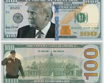 100 pack Trump In Trump We Trust 2020 Dollar Bills Funny Money Maga