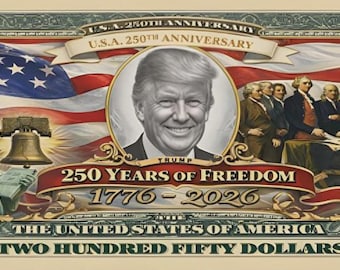 25 Pack Donald Trump USA 250th Anniversary Dollar Bill American Freedom Money