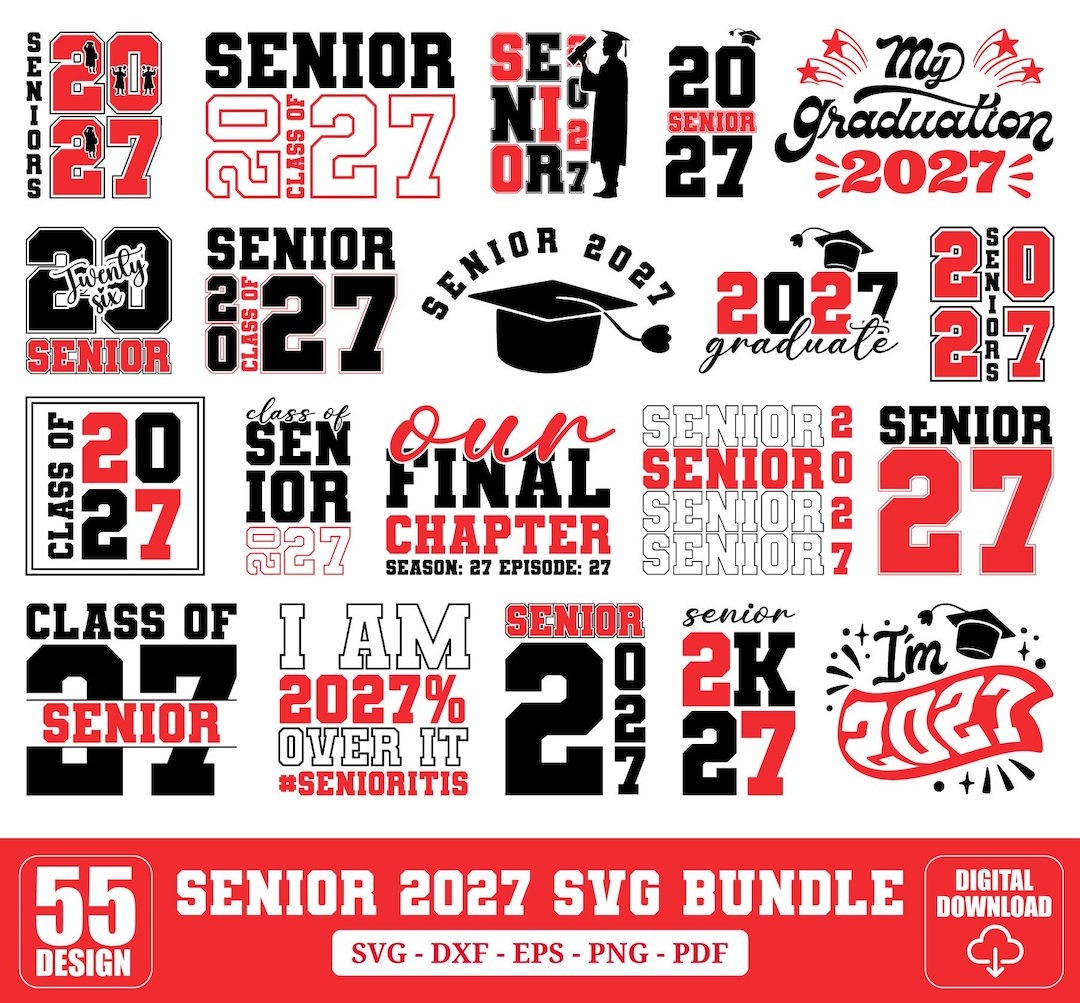 Senior 2027 SVG Bundle, Class of 2027 SVG, Graduation SVG, Senior Shirt ...