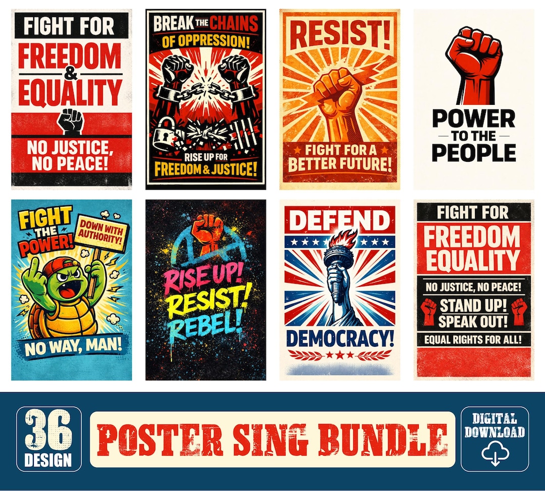 Stop Riots Poster Printable Protest Poster Bundle, Anti Trump Signs, No Kings Posters ...