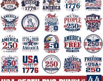 USA 250th Anniversary PNG Bundle, Cricut Digital Download, 1776-2026 America Design, Patriotic 4th of July Gift, We The People Design