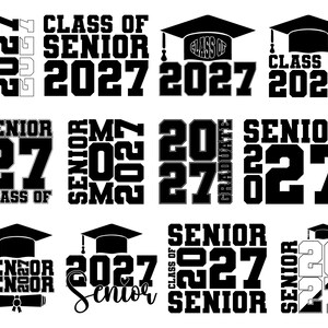 Senior 2027 Svg Bundle, Class of 2027 Svg, Graduation 2027 Png, Senior 2027 Shirt Design, High School Senior Svg for Cricut image 2