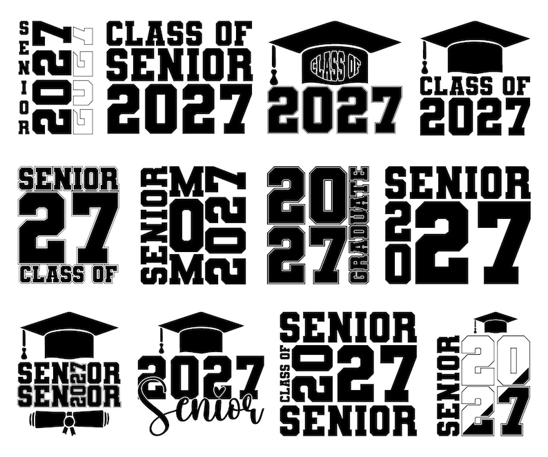 Senior 2027 Svg Bundle, Class of 2027 Svg, Graduation 2027 Png, Senior 2027 Shirt Design, High School Senior Svg for Cricut image 2
