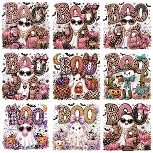 Halloween-Geister-PNG-Bundle, niedliche Geister-Sublimationsdesigns, schicke Geister-Shirt-PNGs, Grafiken für die Gruselsaison, digitaler Download