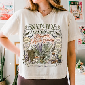 Retro Witch's Apothecary PNG, Moonlit Herb Garden, Vintage Botanical Halloween Shirt Design, Cottagecore Witch Sublimation, Digital Download