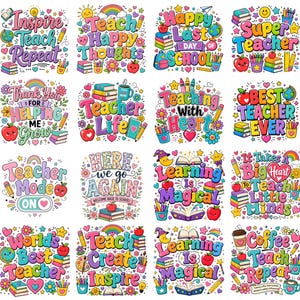 Teacher PNG Bundle Boho Teacher PNG Back To School Sublimation Teacher Appreciation Gift Best Teacher Ever Teacher Life PNG Digital Download image 1