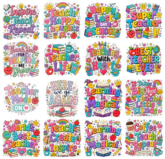 Teacher PNG Bundle Boho Teacher PNG Back To School Sublimation Teacher Appreciation Gift Best Teacher Ever Teacher Life PNG Digital Download