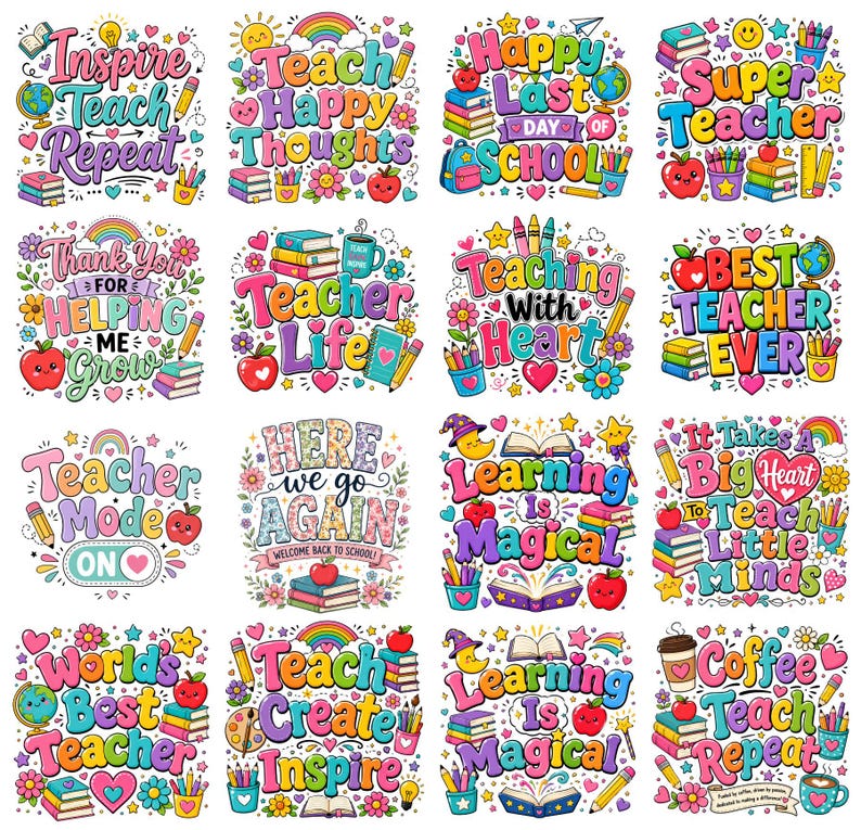 Teacher PNG Bundle Boho Teacher PNG Back To School Sublimation Teacher Appreciation Gift Best Teacher Ever Teacher Life PNG Digital Download image 1