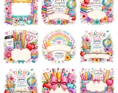 Personalized Teacher PNG, Custom Teacher Name PNG, Retro Teacher Pencil Bow PNG, Back To School Sublimation Design