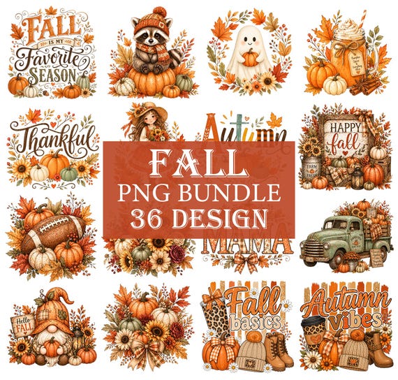 Fall PNG Bundle, Patchwork Floral Pumpkin Png, Coquette Bow Fall Png, Autumn Sublimation Designs, Thanksgiving PNG, Pumpkin Spice PNG