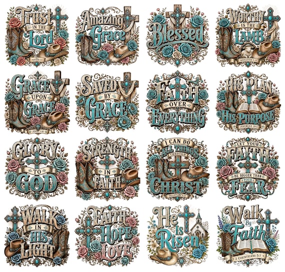 20+ Western Christian PNG Bundle, Christian Cowgirl Sublimation, Bible Verse PNG, Faith Cross Cowboy Boots, Religious Shirt Design Download