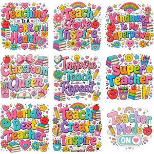 Teacher PNG Bundle Boho Teacher PNG Back To School Sublimation Teacher Appreciation Gift Best Teacher Ever Teacher Life PNG Digital Download image 2