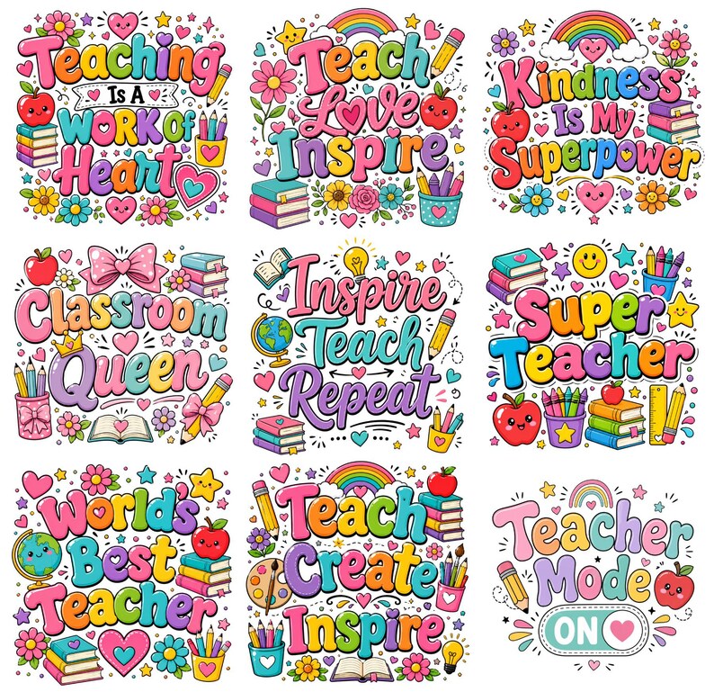 Teacher PNG Bundle Boho Teacher PNG Back To School Sublimation Teacher Appreciation Gift Best Teacher Ever Teacher Life PNG Digital Download image 2