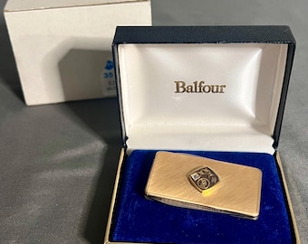 Navaja de bolsillo Balfour USS con clip para billetes, premio por 35 años de servicio, oro de 14 quilates.