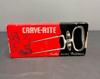 VTG Mason Carve-Rite Meat Carving Fork Roast Holder 901-C Silver Chrome