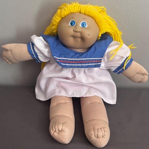 VTG 1980s Cabbage Patch Kinder Puppe Blonde Haare Blaue Augen 40 cm