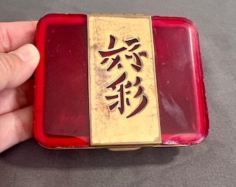 VTG 1930er Art Deco Bakelite Kompaktes Gehäuse mit Messingbeschlägen