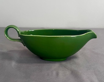 Salsera vintage Homer Laughlin Rhythm verde oscuro de 8,5 pulgadas, estilo moderno de mediados de siglo.