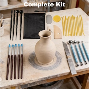 Professionellt keramikverktygsset, lerverktyg för keramik och modellering, skulpteringstillbehör med trähandtag