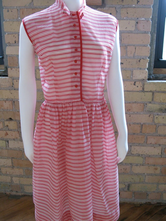 Vintage 1950's Dress Seersucker Sheer Candy Stripe