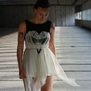 Lace and silk wedding top | Sleeveless top with vintage cotton lace