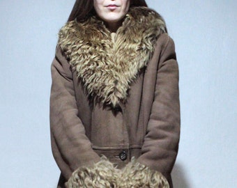 Brown shearling coat PLUS SIZE / Penny Lane sheepskin coat