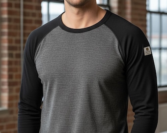 Men's merino wool knit long sleeve top / Norwegian thermal base layer