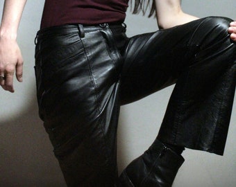 Womens leather pants / 1990s - 2000s vintage lambskin leather trousers