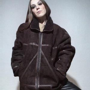 Men's sheepskin jacket PLUS SIZE / Brown shearling coat