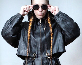 Vintage 2000s Y2K Goth Punk Grunge Utility Black Jacket With