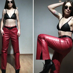 Vintage Leather Flare Pants - Etsy