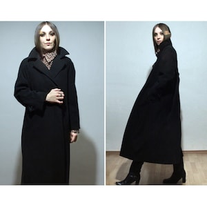 long black trench coat vintage womens fall overcoat