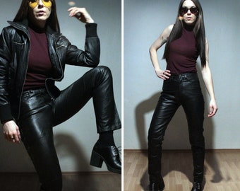 WHOLESALE PRICE 10pc Leather Pants / Vintage high waisted leather pants