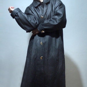 plus size long blue leather coat for winter with insulated liner