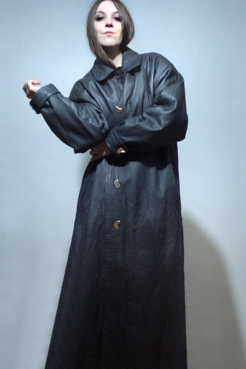 plus size long blue leather coat for winter with insulated liner